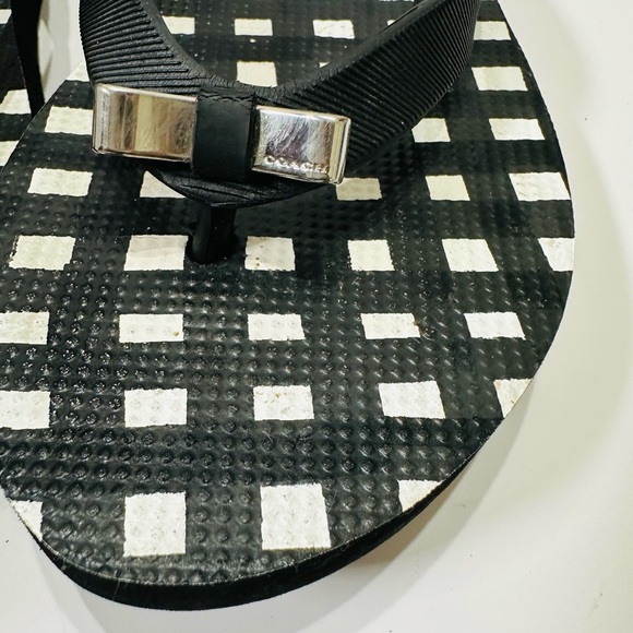 Coach Black White Gingham Amel Flip Flops Sandal Size 7/7.5 - Picture 3 of 7